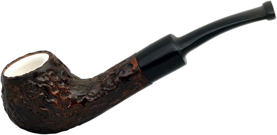 MAXIM DOMINO briar meerschaum lined carved semi bent brown small tobacco smoking pipe
