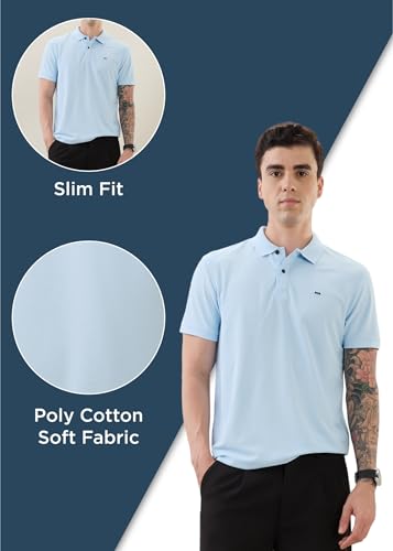 Image of Nostrum Cotton Half Sleeve T-Shirt for Men Boys, Regular Fit, Cherry, Stylish Mens T-Shirts, Polo T Shirt for Man, Collar T Shirts for Men