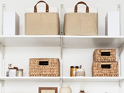 Storageworks Storage Bins For Closet With Metal Frame, Storage Baskets For Shelves, Rectangle Closet Baskets And Bins For Organizing, Grey And Brown, 2-Pack #TOP6
