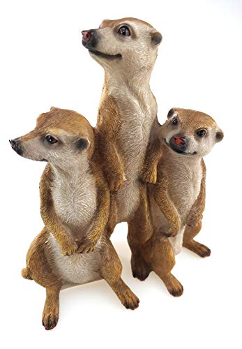 Bambelaa! 3er Set Erdmännchen Familie Figur Garten Deko Gartenfigur Groß Für Außen Zum Stellen (ca.15,5 x 7,5 x 20,5 cm)