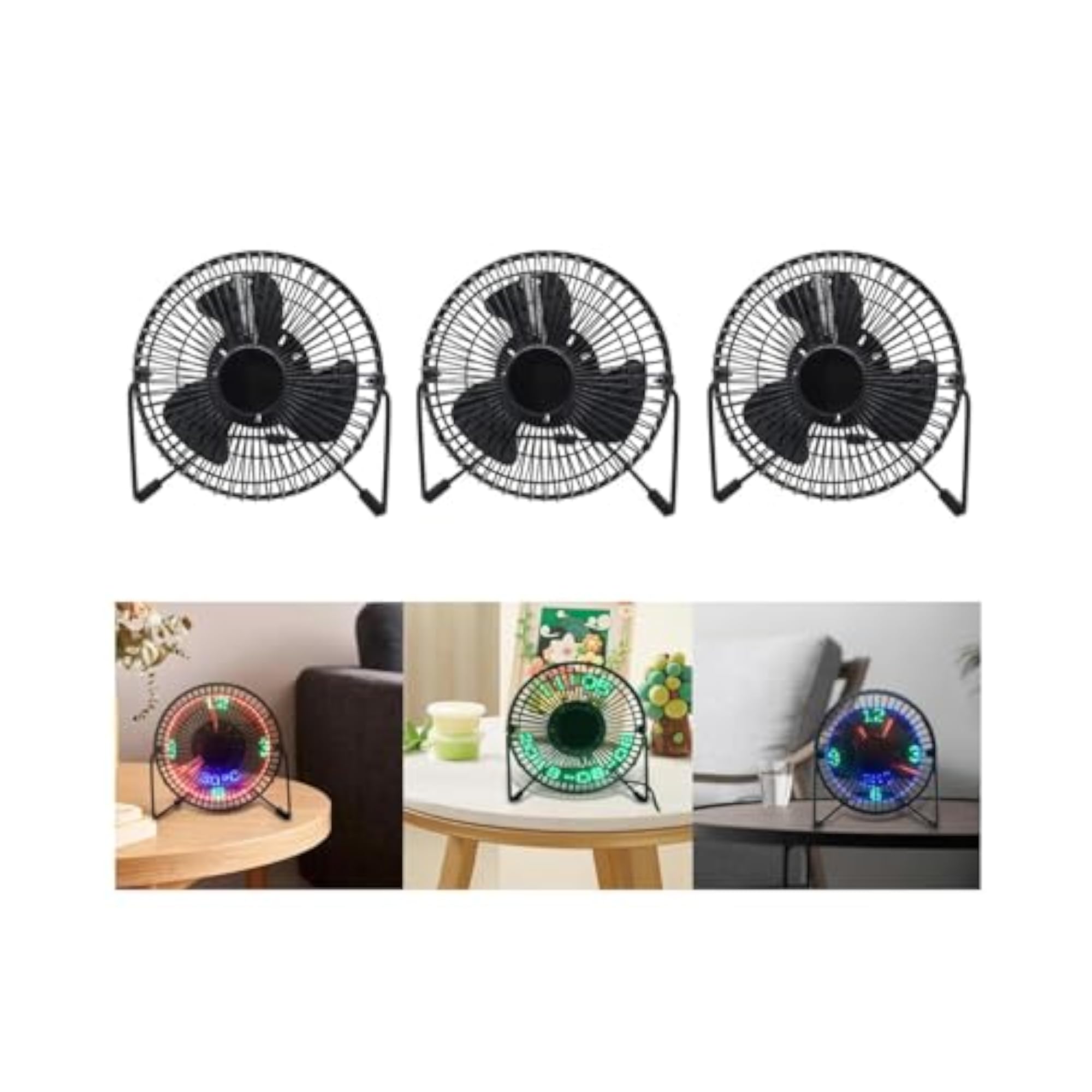 USB LED Clock Fan with Real Time Display Function