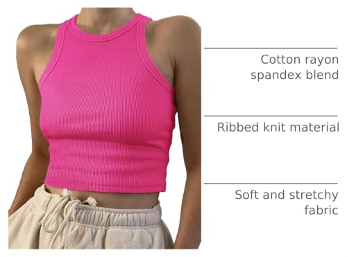 Image of Artfish Women Casual Basic Sleeveless High Neck Rib-Knit Y2k Crop Tank Top