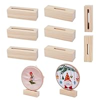 AHANDMAKER 4 Stück Stickständer 4.33 x 1.32{1} cm Rechteckig Holzsockel Rillendesign Kreuzstichrahmen Ständer Für Kreuzstich