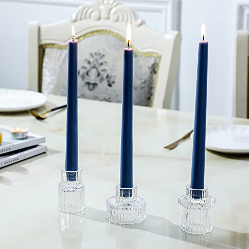 Lysenn Clear Glass Candle Holders For Pillar Candles, Taper Candles, Tealight Candles - Premium Multipurpose Candlestick Holders - Fits 7/8", 1.3", 1.5", 2" Candle - Decorative Candle Stand Set Of 3 #TOP3