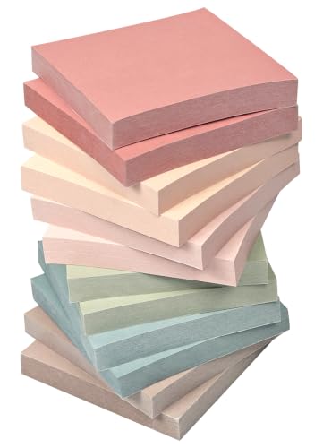 Image of QILIMA Pastel Colored Sticky Notes - 76x76mm Self-Stick Memo Pads for Office & Home, 6 Assorted Colors, 100 Sheets per Pad, Removable and Repositionable, Perfect for Notes, Reminders, and Organization