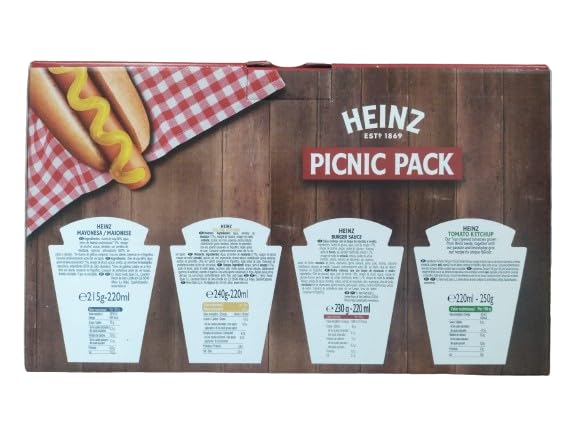 Pack de Salsas para Picnic, 4 Pack: Ketchup, Salsa para Hamburguesas, Salsa para Hot Dogs, Salsa para Queso