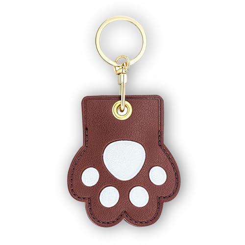 Image of Leather Keychain Case Holder Compatible with Apple AirTag, GPS Airtag Keychain Finder Tracker with Key Ring, Anti-Scratch Protective Air Tag Cover | Leather