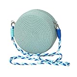APLVFFZH Umhängetasche aus Stroh für Freizeit und Stadtbesuche, Blau