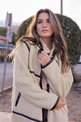 Prettygarden Women's Full Zip Fleece Jacket Long Sleeve Lapel Warm Winter Sherpa Coat With Pockets (Beige Apricot,Small) #TOP1