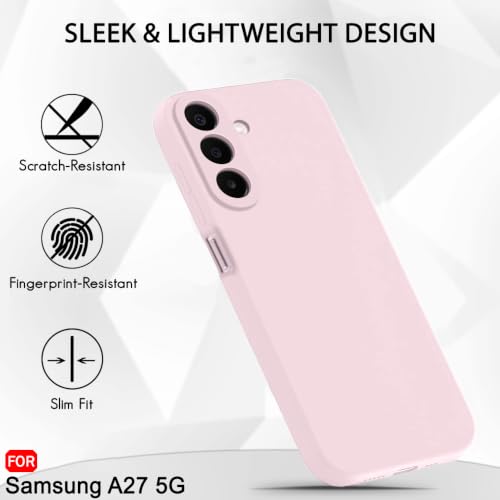 Image of TheGiftKart Genuine Liquid Silicone Back Cover Case for Samsung Galaxy A27 5G | Soft Micro-Fibre Lining Inside | Camera Protection Bump | Shockproof Cover Case for Samsung A27 (Silicone, Light Pink)