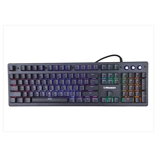 Riseon X1 Mechanical Feel Gaming Keyboard with Full Aluminium Body & Rainbow LED, Anti-Ghosting (Black)