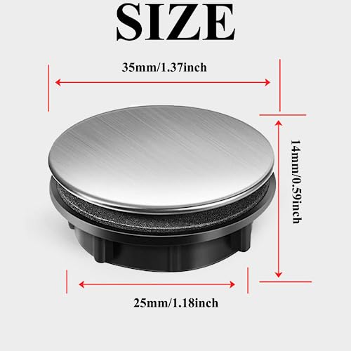 2 Stück 35 mm Küchenarmatur-Lochabdeckung aus Edelstahl für Spülbecken, Lochplatte, Stopfen, Abdeckung, Metallstopfen für Durchmesser 2,4 cm bis 3 cm (35 mm kurz)