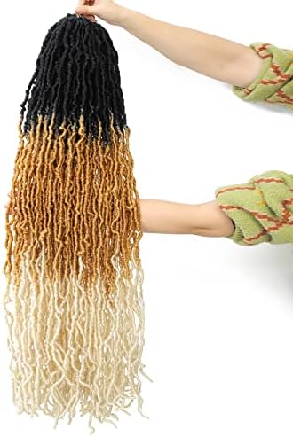 Ombre New Soft Faux Locs 36inch 3 Tone Ombre Soft Locs Crochet Hair 6 Packs Goddess Locs Crochet Hair for Black Women Black/Brown/Blonde New Faux Locs Crochet Braid Hair (1B/27/613)