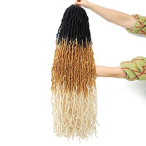Ombre New Soft Faux Locs 36Inch 3 Tone Ombre Soft Locs Crochet Hair 6 Packs Goddess Locs Crochet Hair For Black Women Black/Brown/Blonde New Faux Locs Crochet Braid Hair (1B/27/613) #TOP27