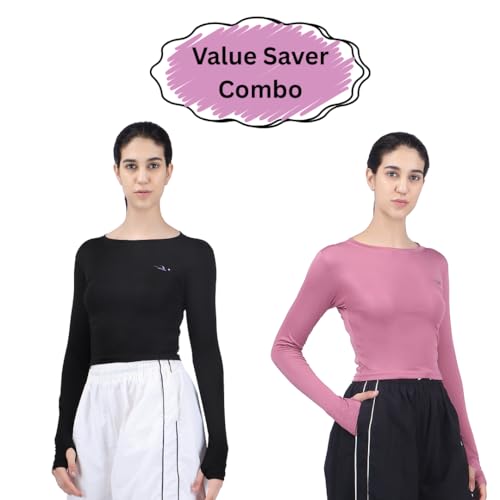 Image of Amazon Brand - INKAST Women Solid Fit T-Shirt | Active Wear Crop Tops with Thumbhole | Casual Sport Wear | Gym | Training | Running | Workout