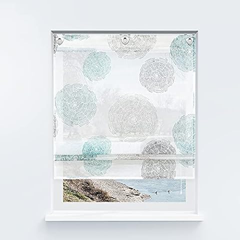 Yujiao Mao Voile Roman Blind with Circles Print Cover