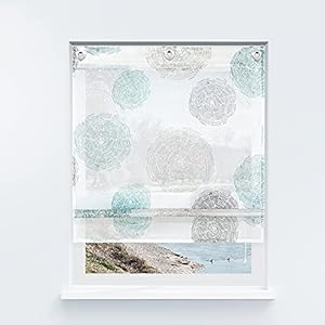 Yujiao Mao Voile Raffrollo Kreise Blau 100x140cm