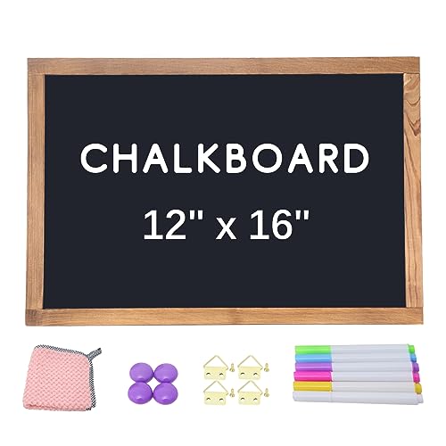 KOOLDE Magnetic Chalkboard 12'' x 16'' Hanging Framed Wall Chalkboard, Wood Frame Board Sign Blackboard for Kids, Home, Office, Restaurant