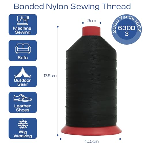 Hilo de Nylon 66 para Costura 630D/3 T210#207 Negro 2000 Yards 16 OZ miniatura 2