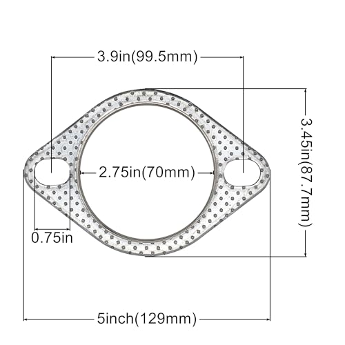 Image of 2.75 Inch 70mm Exhaust Gasket 2 Bolt for Muffler Flange Manifold High Temperature Graphite w /Fire Ring 2 Pcs