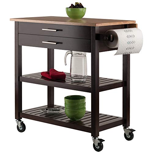 Winsome Langdon Cart Kitchen, Cappuccino/Natural - Thumbnail 7