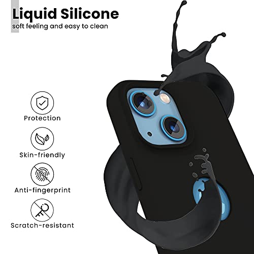 Image of Vaku Luxos Liquid Silicon Logo-Cut for iPhone 14 Plus Cover Case, Soft TPU, Shockproof, Scratch Resistant, 6 Feet Drop Protection, Compatible with iPhone 14 Plus Back Cover - Black