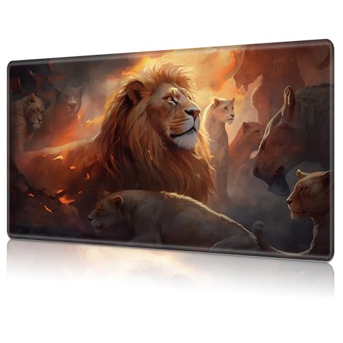 for MTG Card Playmat with Zoness,Game Play Mat for MTG TCG 27.6 x 15.7 inches,Non-Slip Play Mat for Commander Board RPG CCG Game TCG Other Card Games/Mouse Pad-Lions in All Their Shapes