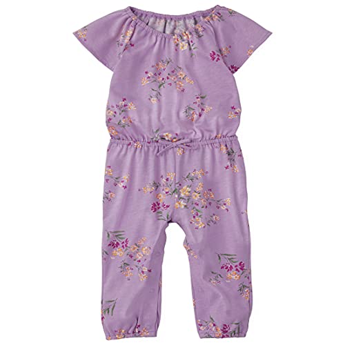 The Children's Place Baby Toddler Girl Short Sleeve Floral Print Knit Flutter Jumpsuit, Lt Grape, 4T #TOP17