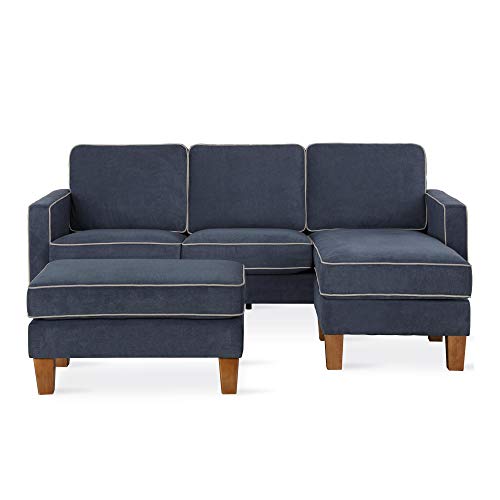 Novogratz Bowen Sectional Sofa With Contrast Welting, Blue #TOP6