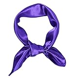 1 Piece of Satin Square Scarf Ribbon Neck Scarfs Halloween Retro Costume Scarf for Women and Girls (23.62' x 23.62') (Purple)