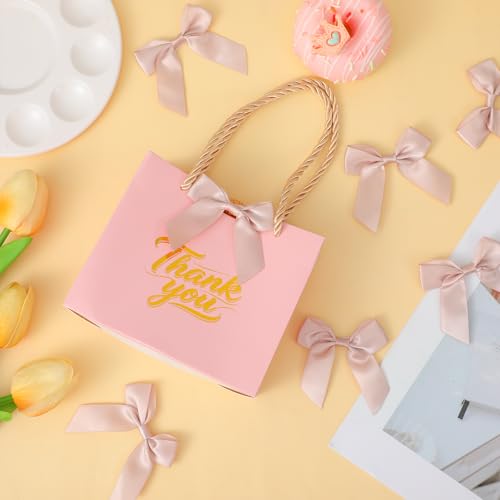 Lazos de oro rosa autoadhesivos de 5 cm para bolsas de panadería y repostería creativa 5