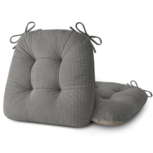 ELFJOY Dining Chair Cushions Set of 2 Non Slip 18"X18"X3" Light Grey