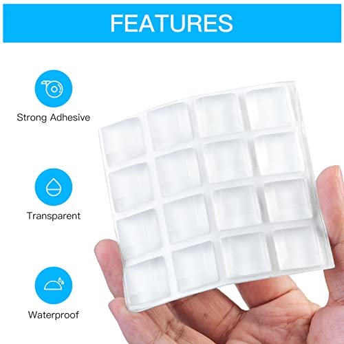 VABNEER 16 Pieces Rubber Feet , Rubber Feet Self Adhesive for Cupboard Doors, Kitchen, Bathroom, Office (Square,20.6*7.6mm)