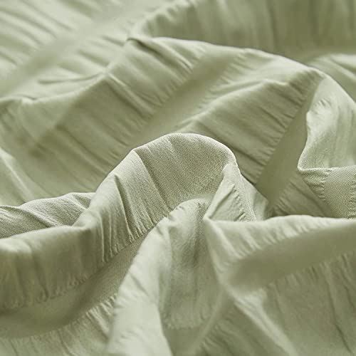 Houseri Sage Green Comforter Set Full Light Green Comforter Seersucker Bedding Full For Teen Boys Girls Sage Comforter Pintuck Light Green Full Comforter Sets Gauze Bedding Comforters Sets Full Size #TOP4