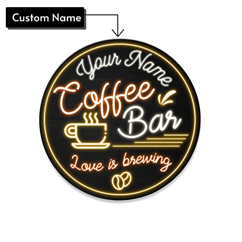 Memate Coffee Bar Sign, Personalized Coffee Signs For Coffee Bar Decor, Custom Name Coffee Wall Art, Coffee And Tea Signs Accessories, Rustic Wooden Plaque For Coffee Decor - Not Real Neon Sign #TOP1