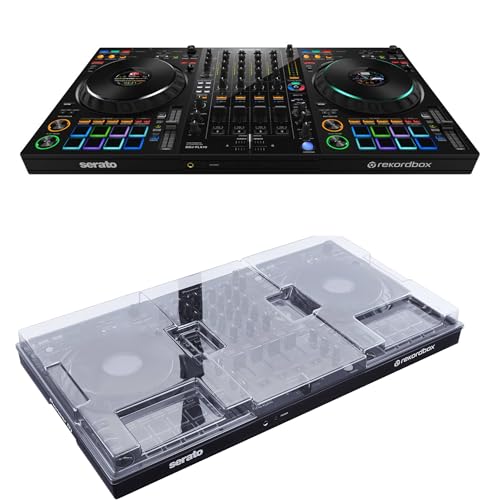 Pioneer DDJ-FLX10 4-Channel DJ Controller for rekordbox and Serato DJ Pro (Black) with Decksaver DS-PC-DDJFLX10 Polycarbonate Cover