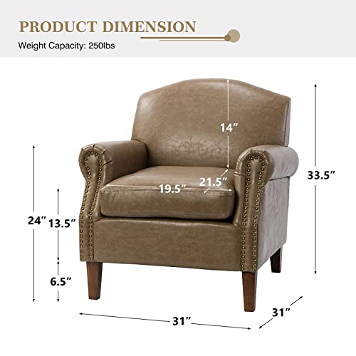 HULALA-HOME-Faux-Leather-Accent-Chair-with-Retro-Wood-Legs-Comfy-Upholstered-Armchair-with-Nail-Head-Trim-Single-Sofa-Chair-for-Living-Room-BedroomTaupe HULALA HOME Faux Leather Accent Chair with Retro Wood Legs Comfy Upholstered Armchair with Nail Head Trim Single Sofa Chair for Living Room BedroomTaupe
