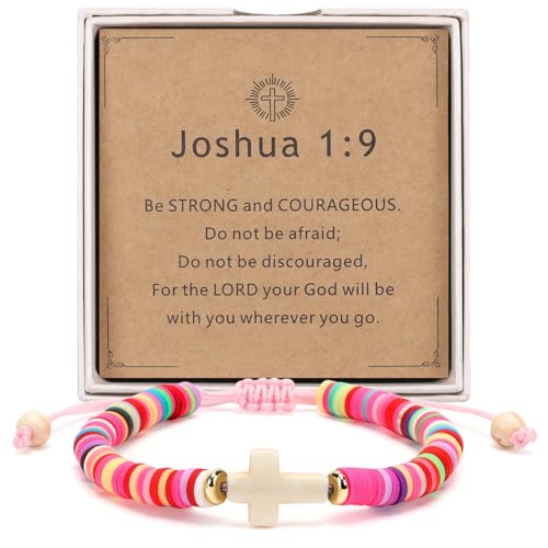 Christian Gifts for Girls - Colorful Cross Bracelet Gift Box Set with Scripture Card, Faith Gift for Birthday, Baptism, First Communion, Confirmation, Easter & Christmas