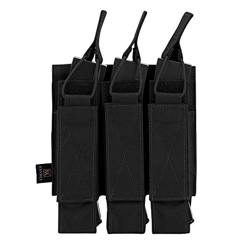 Krydex Open Top Triple Mp7 Mp5 Mp9 Magazine Pouches Molle (Black) #TOP1