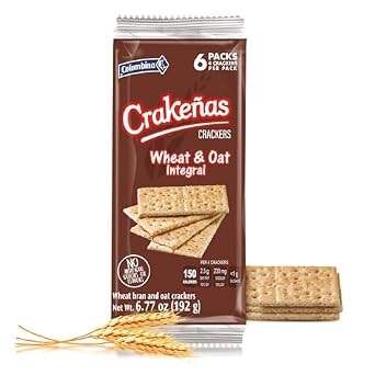 Colombina Crakenas Wheat And Oats Crackers - 6 Packs of Premium Saltine Crackers Individually Wrapped w/4 Cracker Each 24 count6.77 oz lbs/192 gr