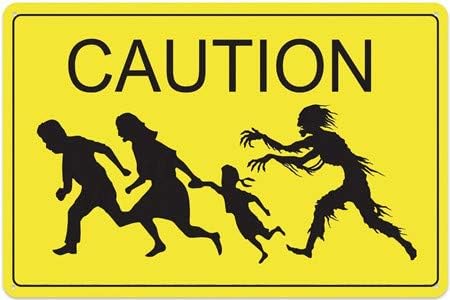 Miniatura 6 de Pósteres de hojalata retro con temática de zombie, decoración de Halloween, 12 x 8 pulgadas (paquete de 5)