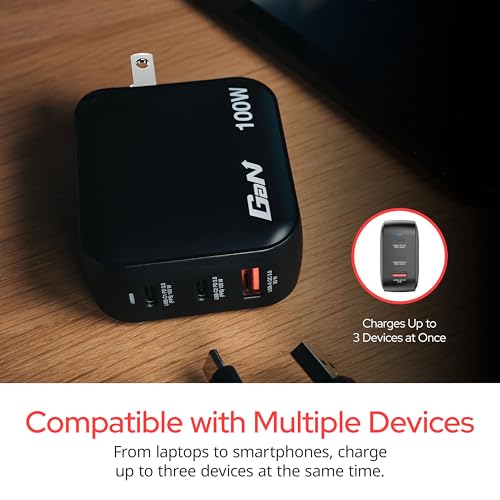 Image of Verbatim Mini GaN Wall Charger 100W 3 Port 2X USB-C Ports PD 3.0 (PPS) up to 100W 1x USB-A Port QC 3.0 up to 30W