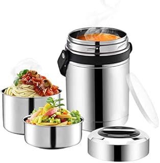 Thermos for Hot Food,61oz 3 Tier Soup Thermos Container,Large Wide Mouth Food Flask Jar for Adults,Stainless Steel Vacuum Insulated Thermal Bento Lunchbox for Office School Camping Picnic Outdoors