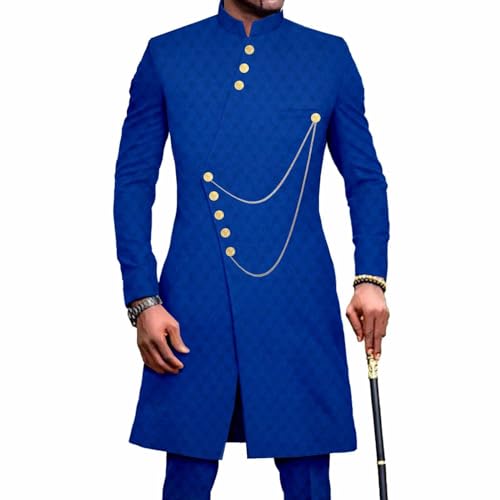 Vêtements formels traditionnels dashiki : costume homme bleu luxe