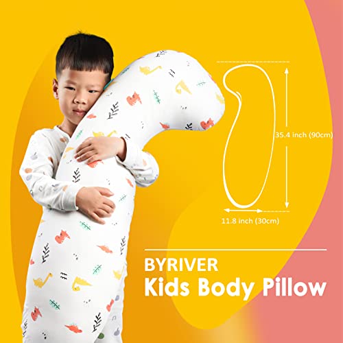 Byriver 35 Inch Contour Cooling Cute Body Pillow For Kids Girls Boys Toddler, Child Hug Pillow For Sleeping, Nursery Pillow For Baby, Washable Cotton Dinasour Pillow Cover thumb #1