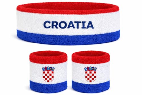 Image of Suddora Country Headband & Wristbands Set (Includes 2 Wrist & 1 Head Sweatband), Highly Moisture Wicking