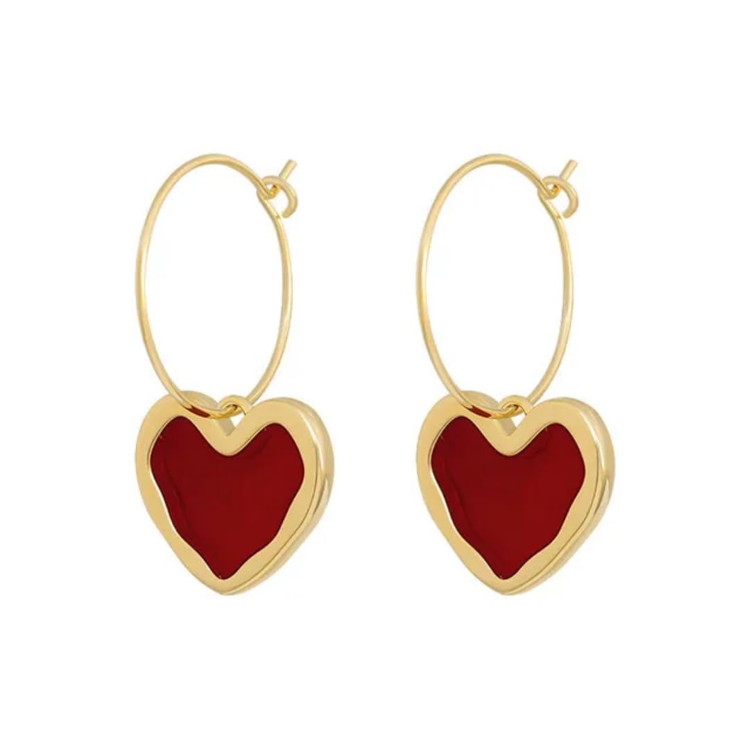 Cupid Fall Heart Earrings – Stylish Gold-Plated Heart Dangling Earrings for Women | Stylish & Trendy Earrings for Girl-image-34