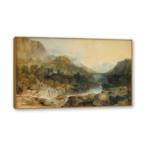 Reproduction d'art Turner avec cadre en teck 60x96cm pour salon élégant