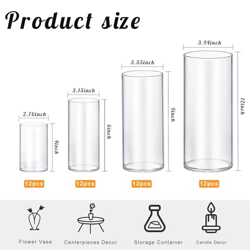 Vases cylindriques en verre pour composition florale et décoration de table