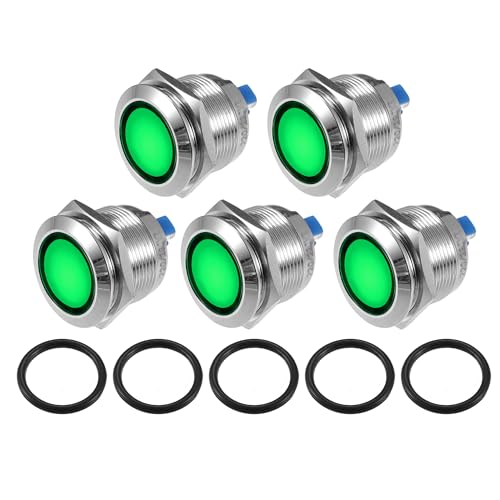 X Autohaux A23101100UX0492 5Pcs Led Indicator Light 22Mm 230V Ac Metal Shell Waterproof Pilot Dash Signal Lamp Waterproof Pilot Indicator cover
